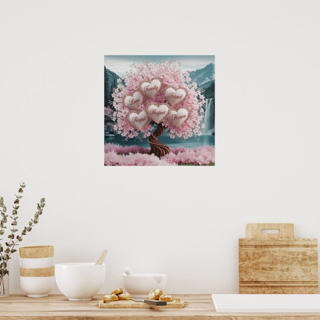 3D Cherry Blossom Tree with Glitter and Intertwine Poster (Kitchen)