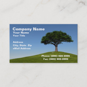 3D Cherry Tree on Hill Against Clear Blue Sky Business Card