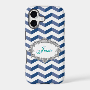 3D Chevrons Blue/Wht iPhone 5/5S Case Personalise