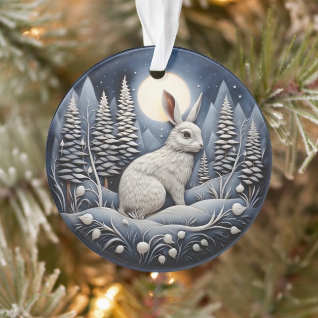 3D Chirstmas Cute White Rabbit Animal  Ornament (Tree)
