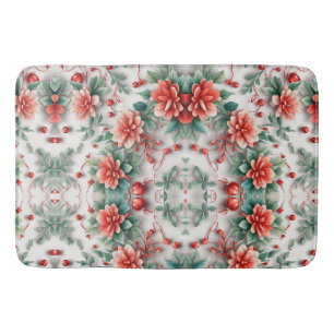 3d Christmas Flowers Digital Floral Patterns Bath Mat