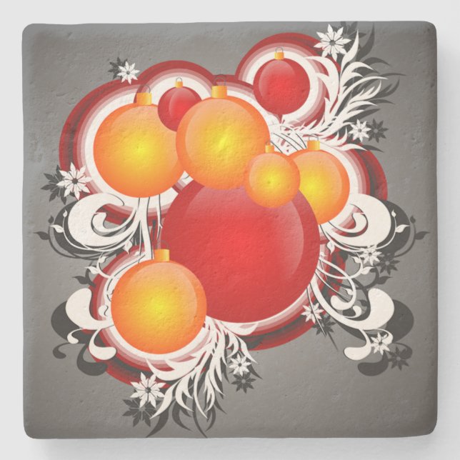 3D Christmas Ornaments Stone Coaster (Front)