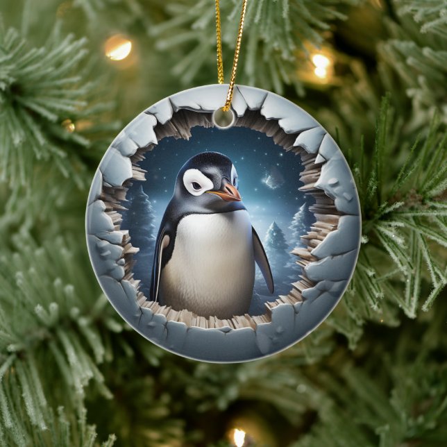3D Christmas Penguin Ceramic Tree Decoration (Tree)