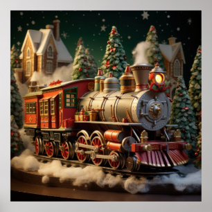 3D Christmas Train Poster