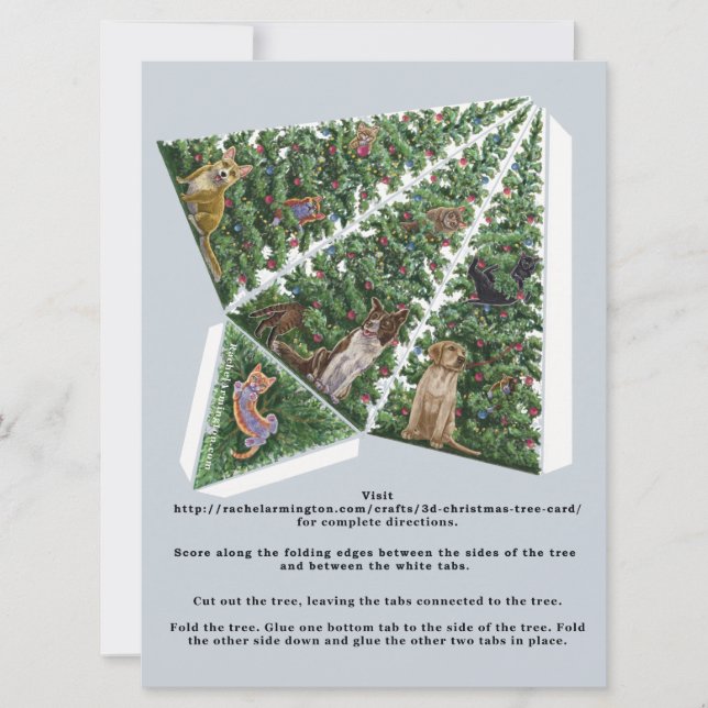 3D Christmas Tree Card with Cats and Dogs Pop Up (Front)