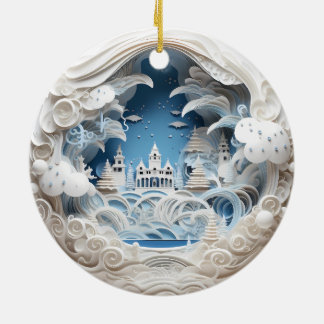 3D Christmas Winter Wonderland Ceramic Tree Decoration