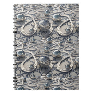 3D Chrome Spheres Abstract Futuristic Pattern Art Notebook