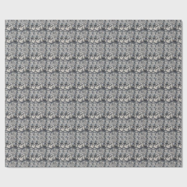 3D Chrome Spheres Abstract Futuristic Pattern Art Wrapping Paper (Flat)