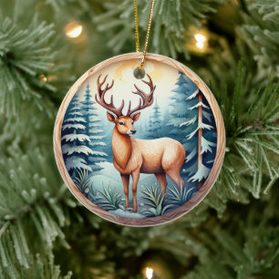 3D CLASSIC CHRISTMAS DEER CERAMIC TREE DECORATION