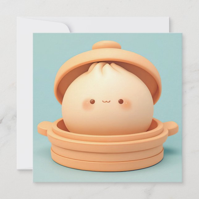 3D Clay Steamed Dumpling in Steamer Pot Postcard (Front)