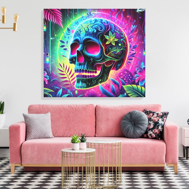 3D Colorful Skull Canvas Print (Insitu(LivingRoom))