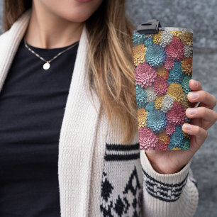 3D colorful Zinnia Floral Thermal Tumbler