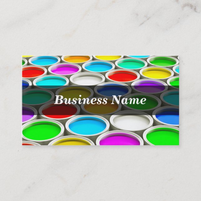 3D Coloured Paint Cans (Random) Business Card (Front)