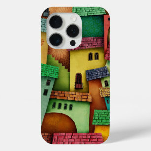 3D Colourful Abstract Houses  - Unique Art design  iPhone 15 Pro Case