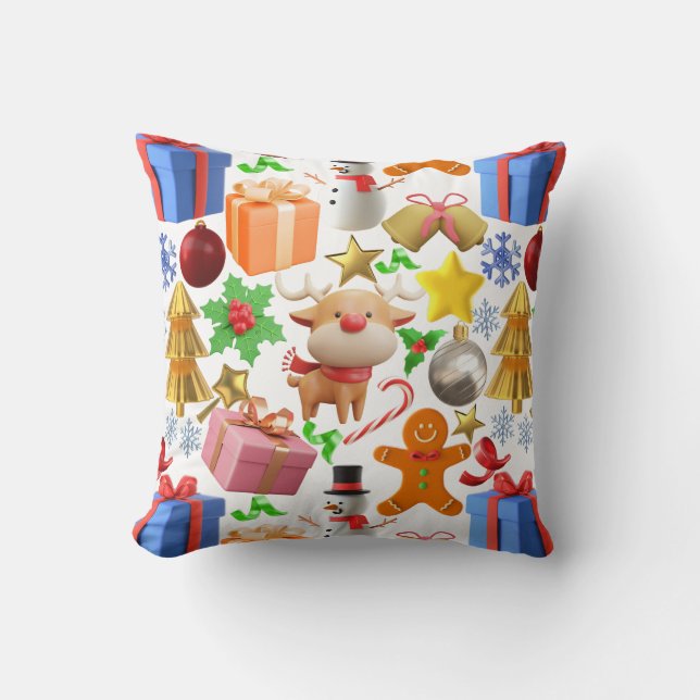 3D Colourful Christmas Ornaments pattern.01 Cushion (Front)