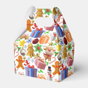 3D Colourful Christmas Ornaments pattern.01 Favour Box