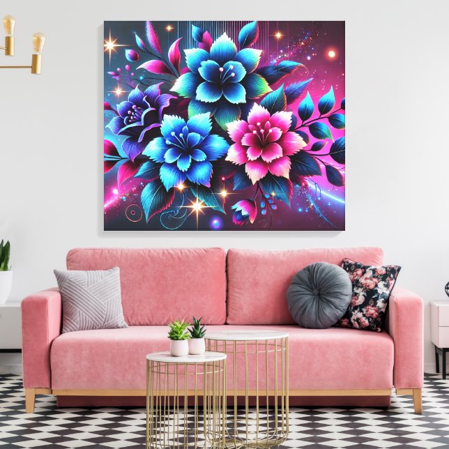 3D Colourful Flowers  Canvas Print (Insitu(LivingRoom))