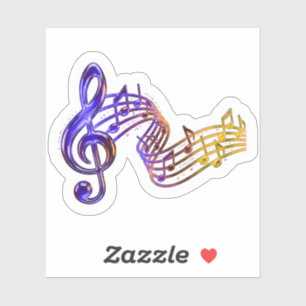 3D Colourful Glass Musical Notes & Treble Clef
