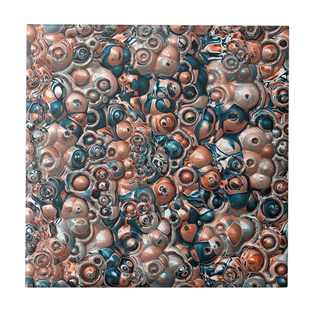 3D Copper And Blue Abstract Tile (Front)