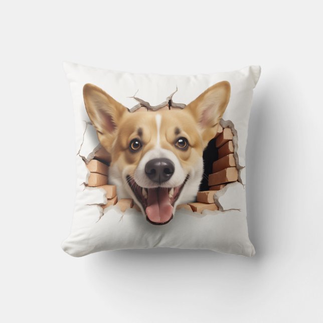 3D Corgi Cracked Hole Cushion (Front)