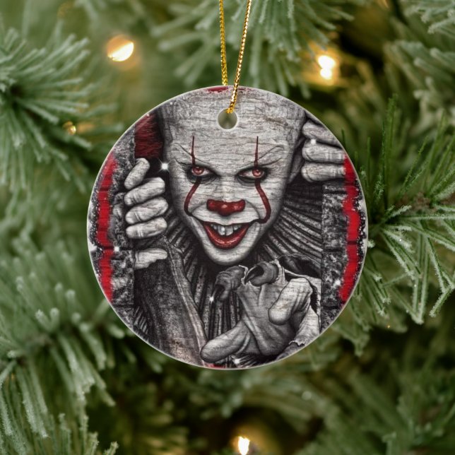 3D Creepy Clown Christmas Ceramic Tree Decoration (Tree)