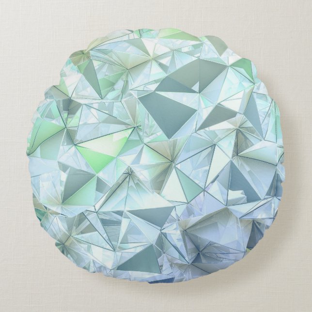 3D crystal triangle, illustrative rendering. Round Cushion (Front)
