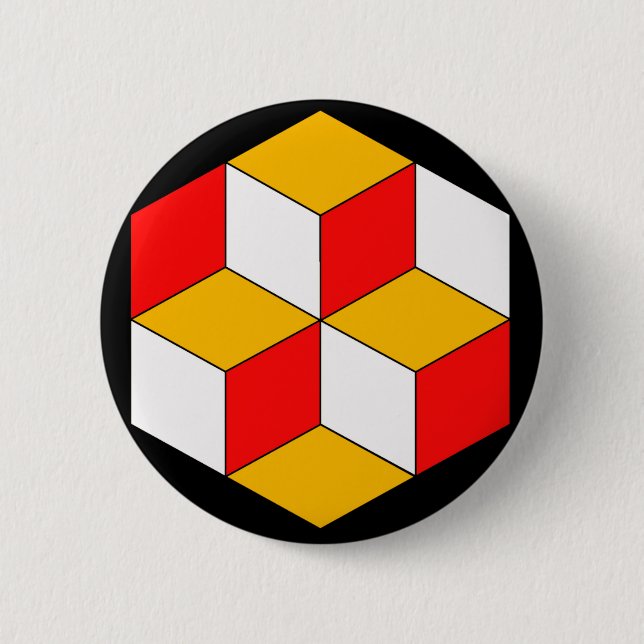 3d cubes 6 cm round badge (Front)