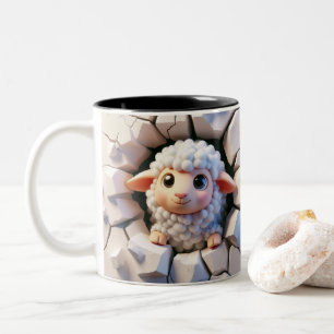 3D Cute Baby Sheep Hot Cocoa Coffee Animals Two-Tone Coffee Mug