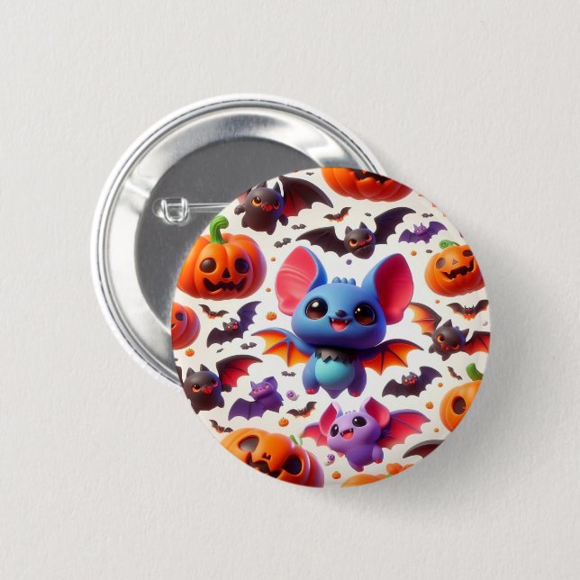 3D cute bats halloween 6 Cm Round Badge (Front & Back)