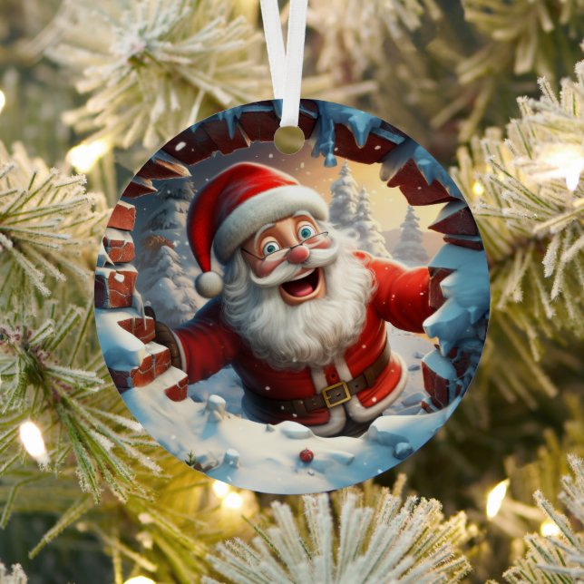 3D Cute Santa Festive Winter Christmas Metal Tree Decoration (Insitu)