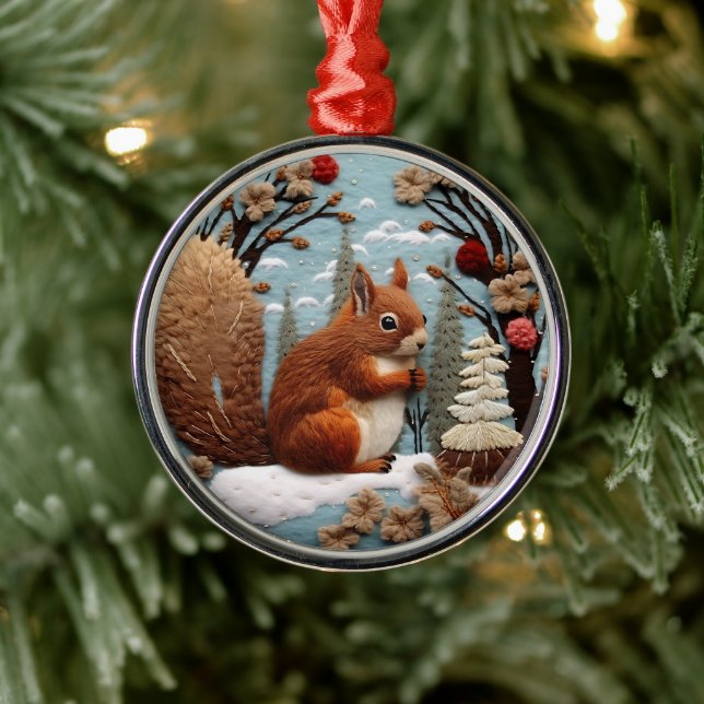 3D Cute Woodland Squirrel Animal Chirstmas  Metal Tree Decoration (Tree)