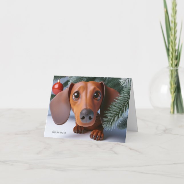 3D Dachshund Animated Christmas Card (Front)