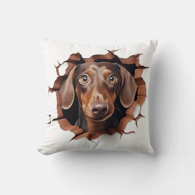 3D Dachshund Cracked Hole Cushion (Front)