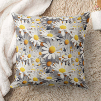 3d daisies white and yellow cushion