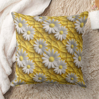 3d daisies white and yellow cushion