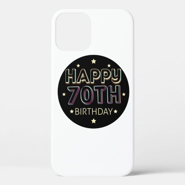 3d dark colourful round happy 70th birthday Case-Mate iPhone case (Back)