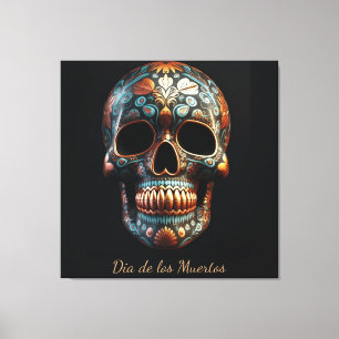 3D Day of the Dead skull, custom Canvas Print