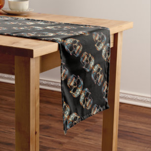 3D Day of the Dead skull, custom Long Table Runner