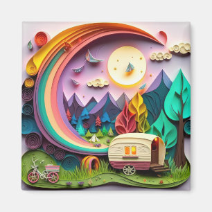 3D Daytime Camping Magnet