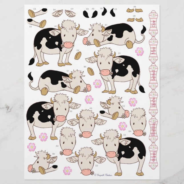 3D Decoupage - Cute Moo Cow Baby Cows (Front)