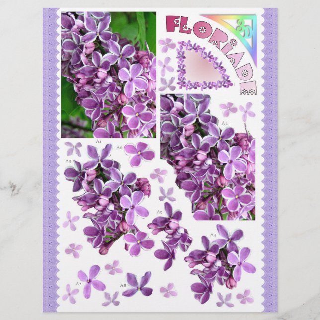 3D Decoupage - Floriade - Lilac garden flowers (Front)