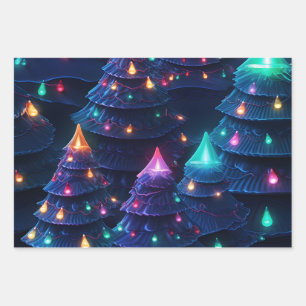 3D Delight Christmas Tree & Lights Wrapping Paper Sheet