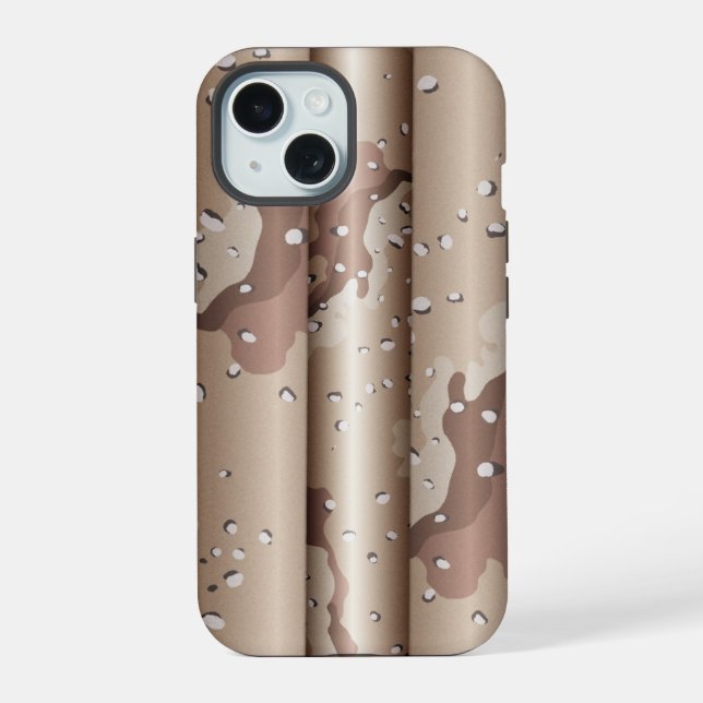 3D Desert Camo iPhone 15 Case (Back)