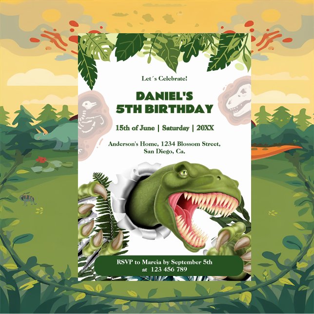 3D Dinosaur Birthday Invitation (Creator Uploaded)