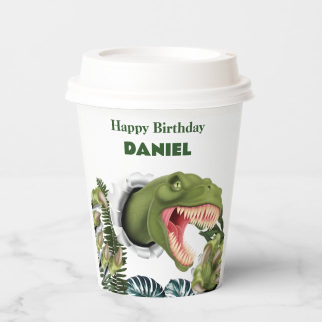 3D Dinosaur Birthday Paper Cups (Front)