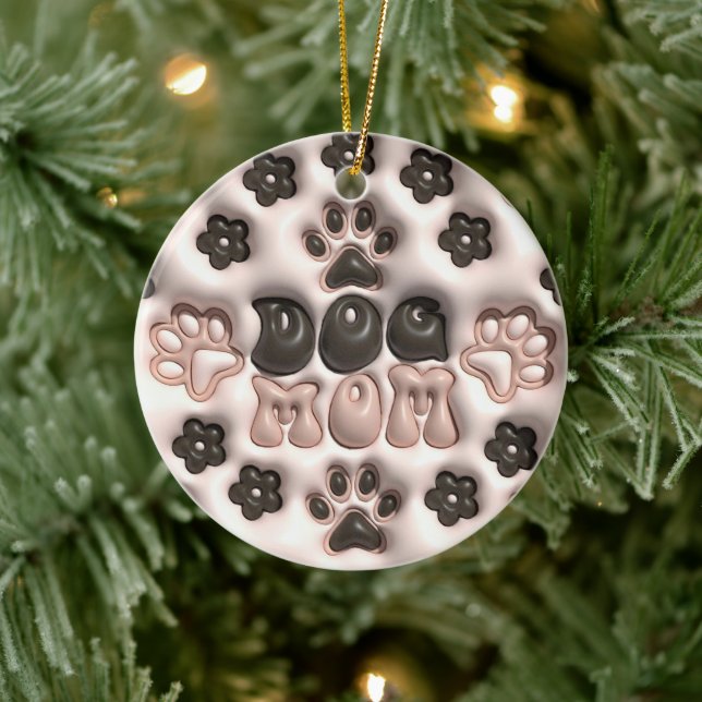 3D Dog Mum Christmas Ceramic Tree Decoration (Tree)