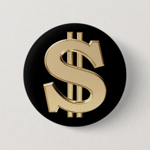 3D dollar sign 6 Cm Round Badge