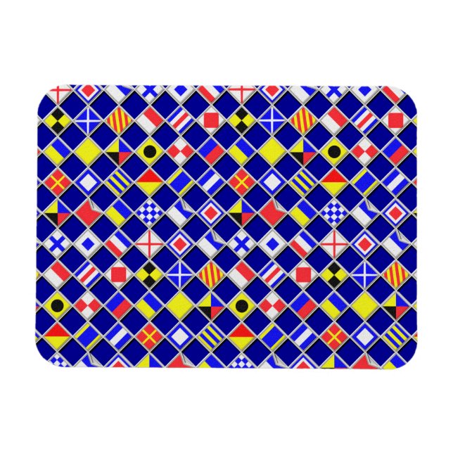 3D Effect Chequered Nautical Flag tiles Decor Magnet (Horizontal)