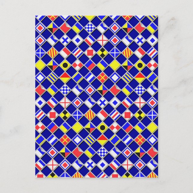 3D Effect Chequered Nautical Flag tiles Decor Postcard (Front)