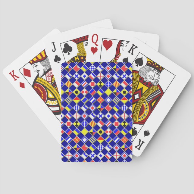3D Effect Chequered Nautical Flag tiles Motif Playing Cards (Back)